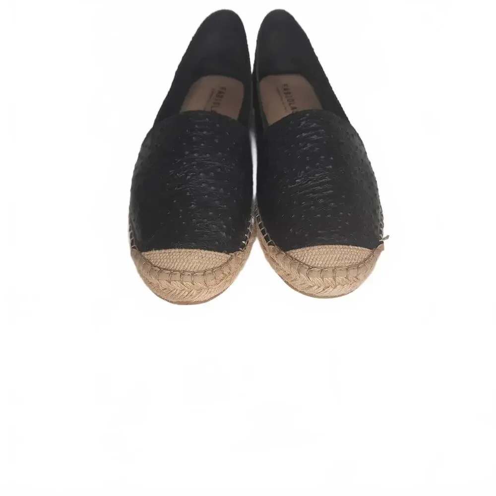 Fabiolas Black Pebbled Espadrille Slip-Ons Women's‎ Size 41 Made in Spain